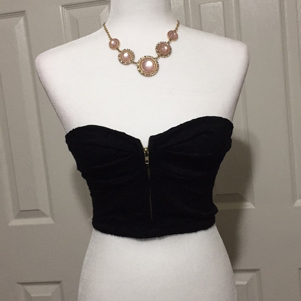 NECESSARY CLOTHING Black Lace Crop Top